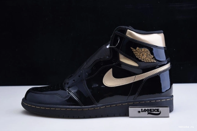 TB JORDAN (2020) RETRO 555088-032 GOLD 1 HIGH AIR METALLIC BLACK 0705